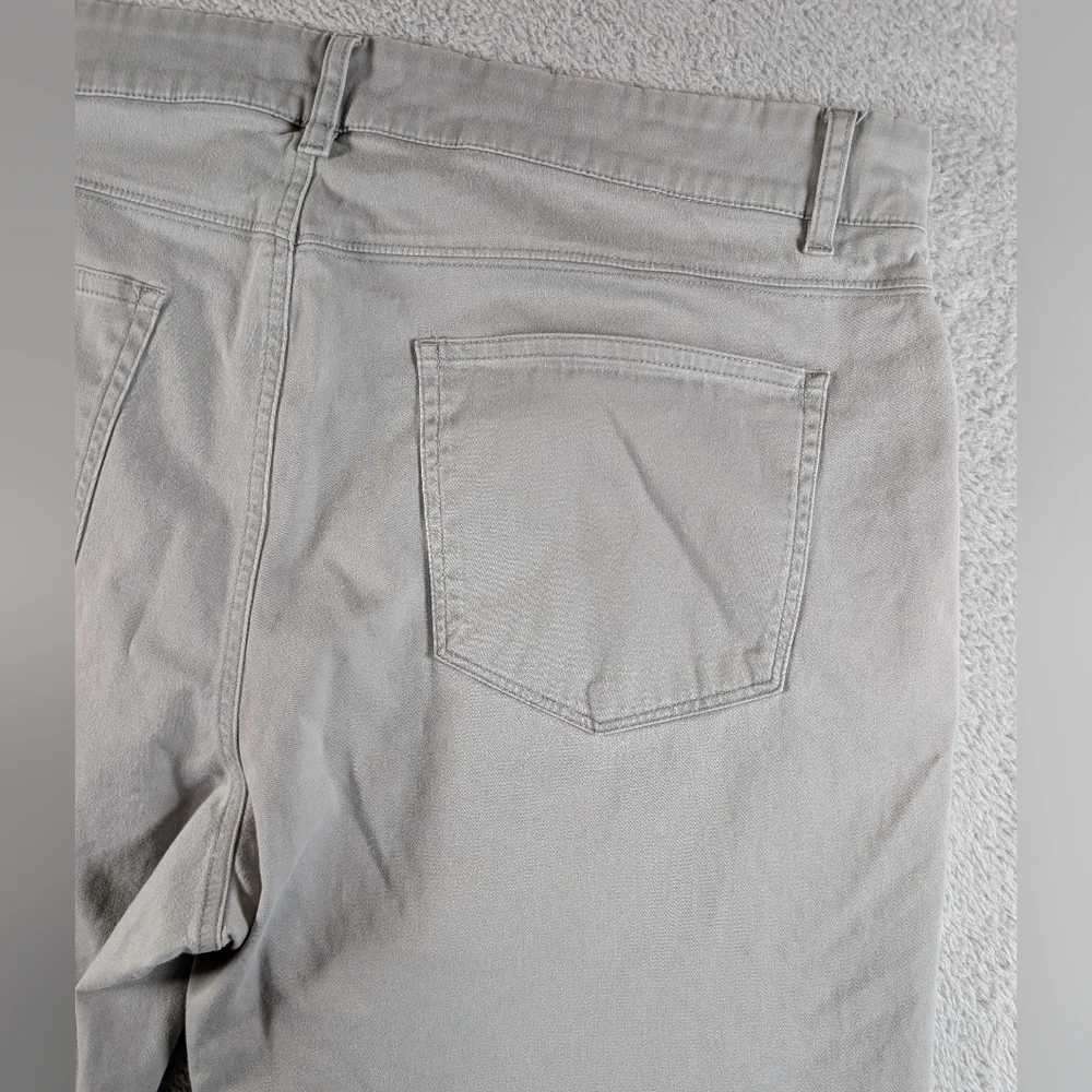 Hickey Freeman Men Grey 5 Pocket Straight Leg Stretch Cotton Pants 34x30